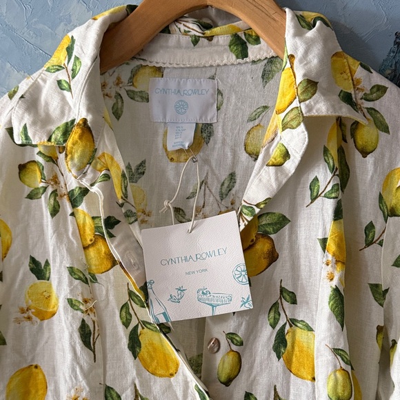 Cynthia Rowley White Maxi Dress with Yellow Lemon Print linen - Picture 9 of 10